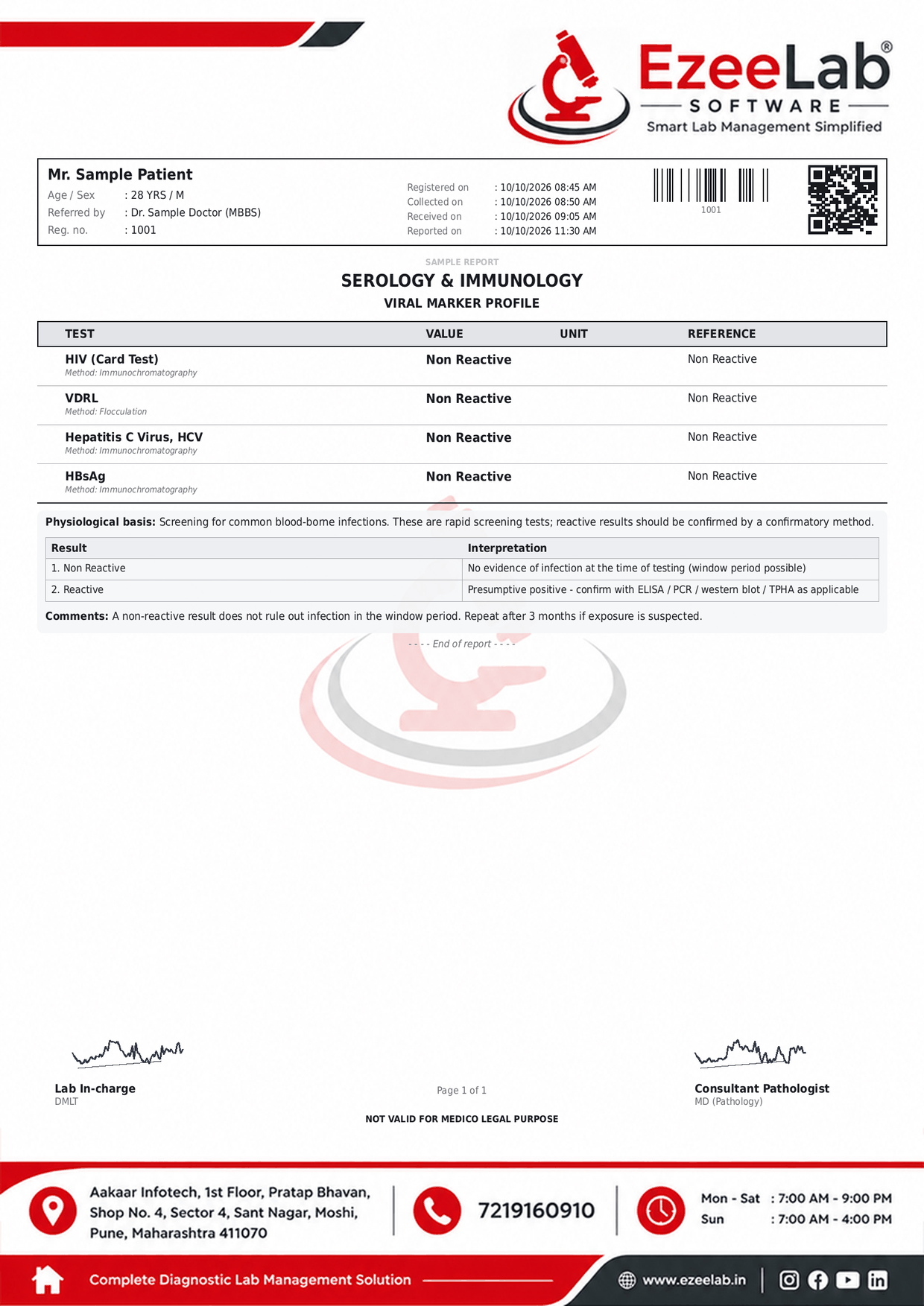 Viral Marker Report Format