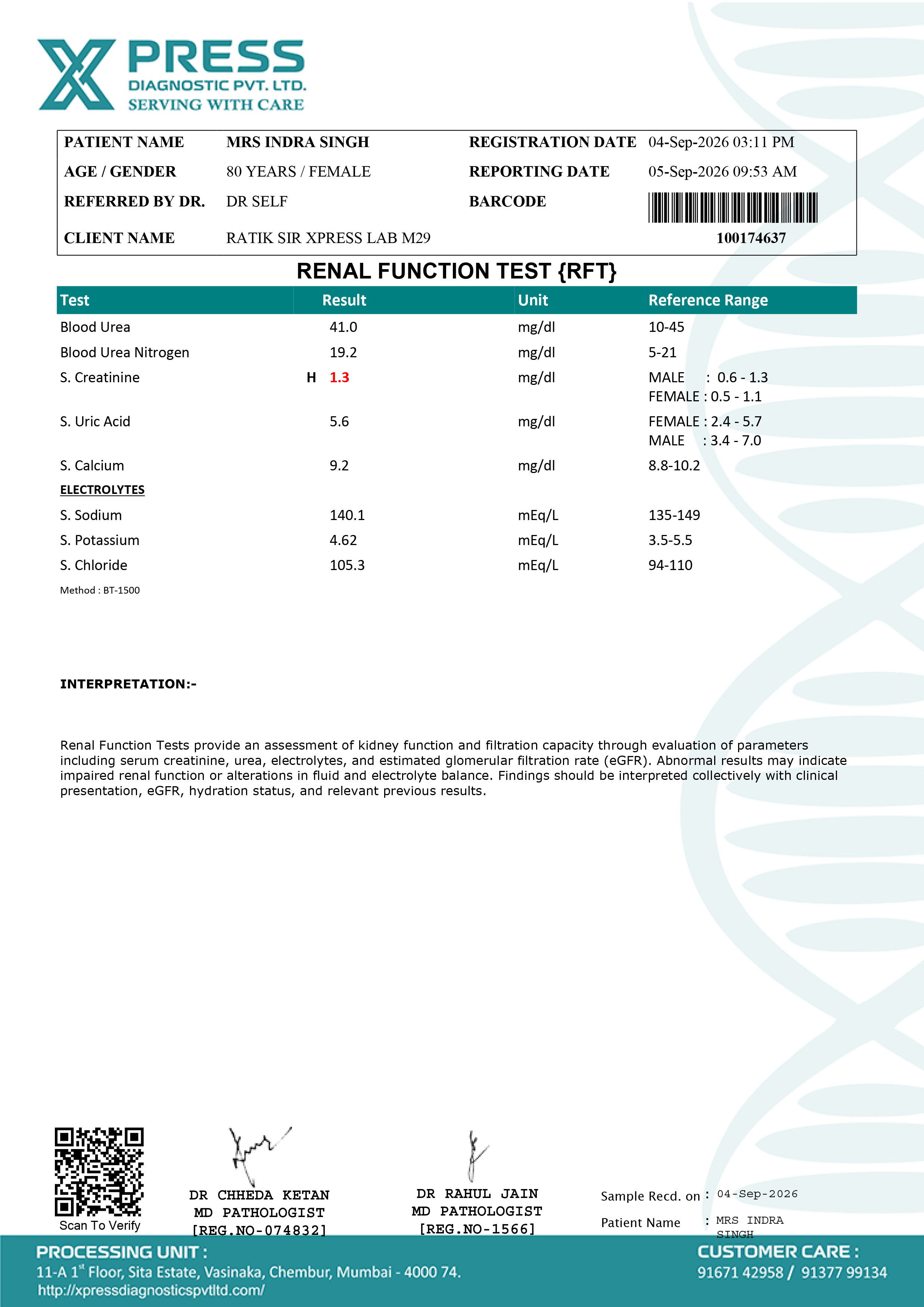 EzeeLab Pathology Report Format